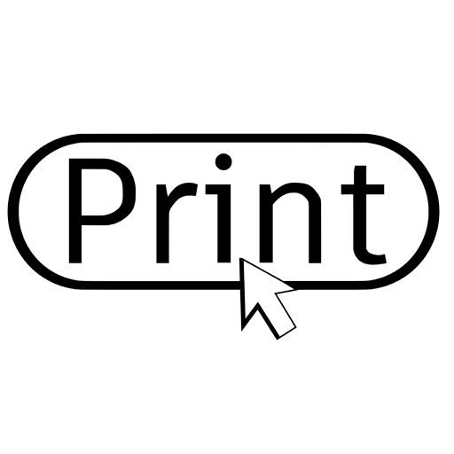 Print button graphic with a mouse cursor icon